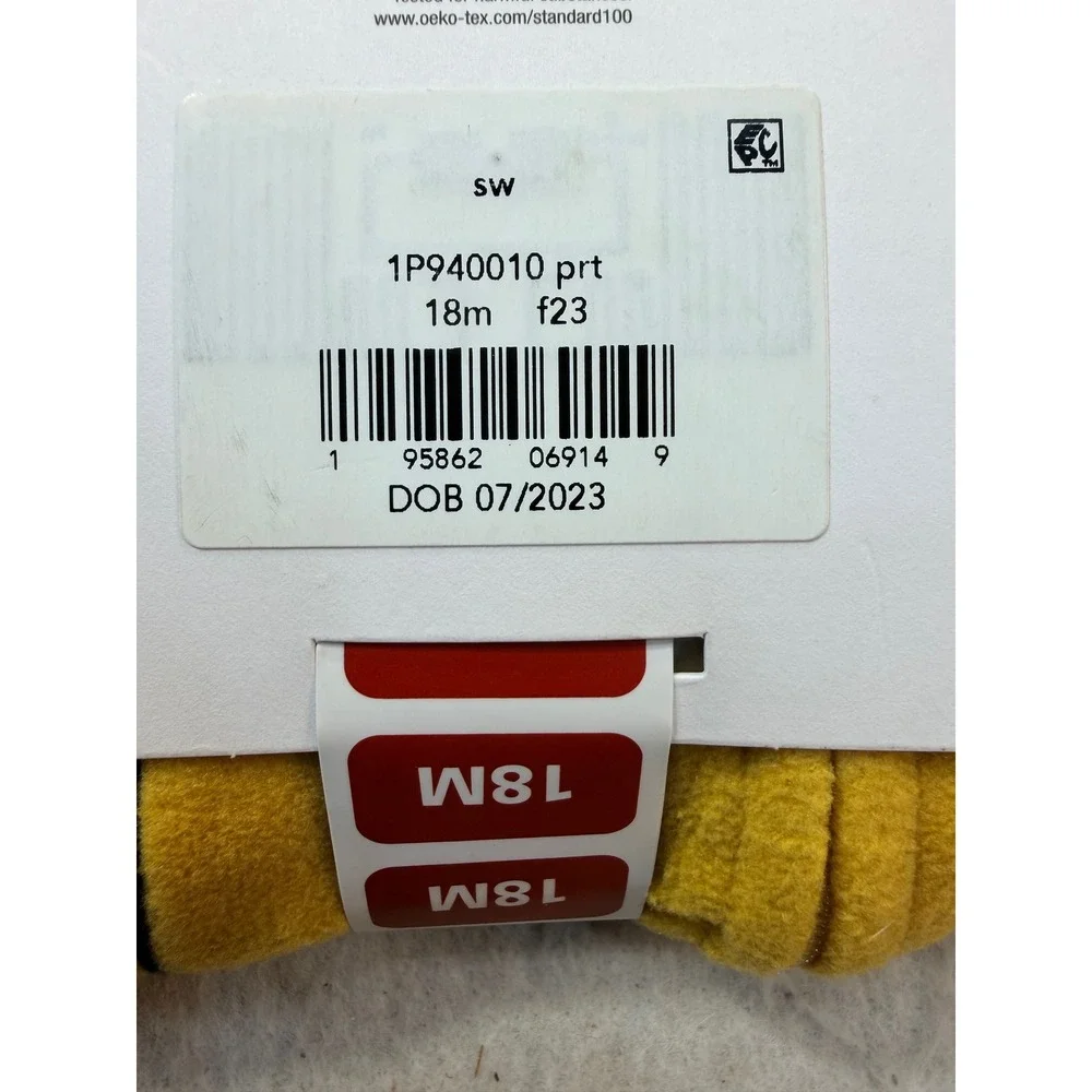 Carters Baby Boy 18M Yellow Striped Fishing Bear Fleece Footed Pajamas 1P940010